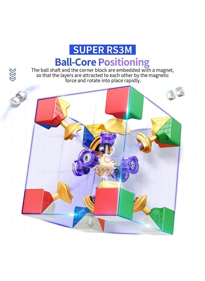 Cubelelo MoYu Super RS3M Ball-Core 3x3 Cube | Maglev with Core Magnets | Highspeed Smooth Lightweight Speed Cube for Children Kids Adults Boys Girls