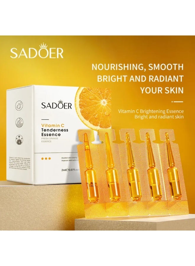 SADOER 20Pcs Vitamin C Tenderness Serum 20x2ml Repair Dry Skin Deep Moisturizing Hydrating Brightening Vitamin C Serum Vials Improve Dry Rough Skin And Make Skin Youthful with Orange Extract - Image 4