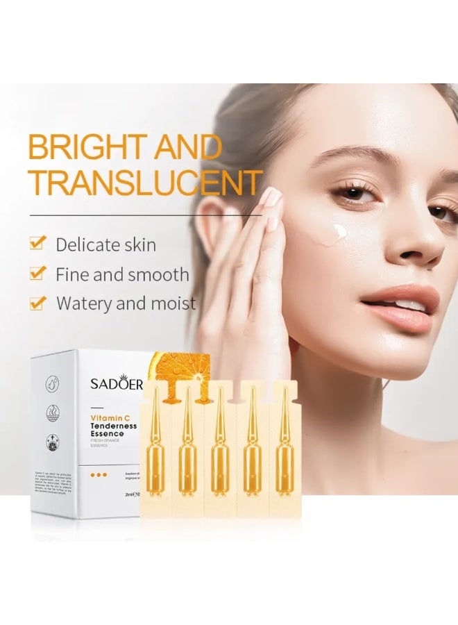 SADOER 20Pcs Vitamin C Tenderness Serum 20x2ml Repair Dry Skin Deep Moisturizing Hydrating Brightening Vitamin C Serum Vials Improve Dry Rough Skin And Make Skin Youthful with Orange Extract - Image 3