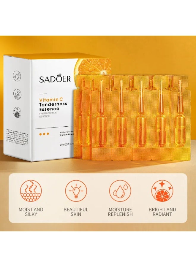 SADOER 20Pcs Vitamin C Tenderness Serum 20x2ml Repair Dry Skin Deep Moisturizing Hydrating Brightening Vitamin C Serum Vials Improve Dry Rough Skin And Make Skin Youthful with Orange Extract - Image 5