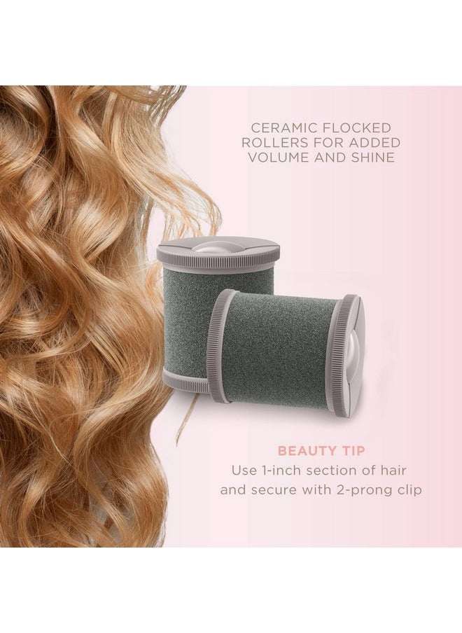 CONAIR INFINITIPRO BY CONAIR Ceramic Flocked Hot Rollers for Long, Medium, and All Hair - Hair Curler - Hair Roller Clips Included - 2 inch Rollers  - Image 4