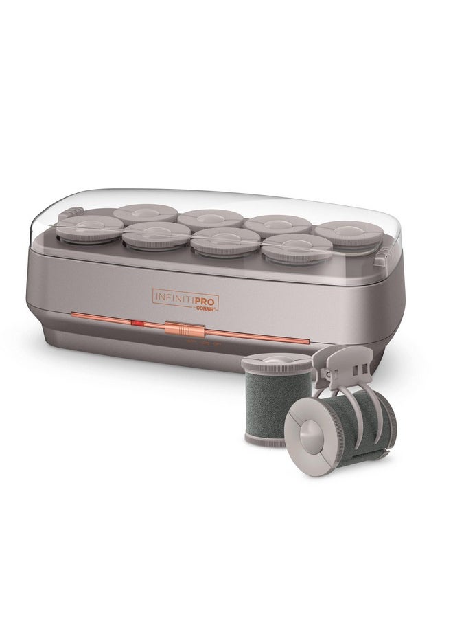 CONAIR INFINITIPRO BY CONAIR Ceramic Flocked Hot Rollers for Long, Medium, and All Hair - Hair Curler - Hair Roller Clips Included - 2 inch Rollers  - Image 1