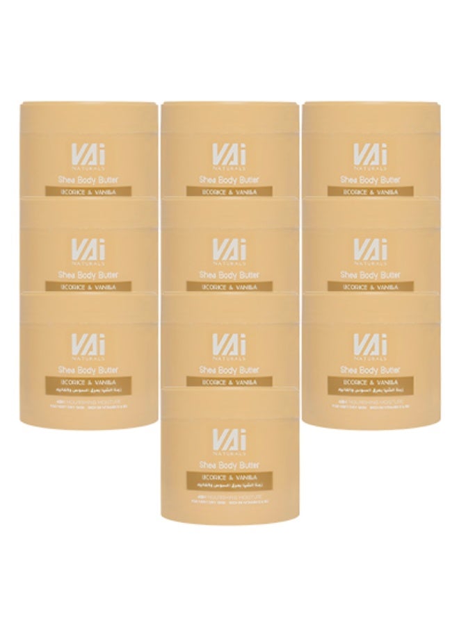 VAI 10 قطع زبدة الشيا للجسم برائحة العرقسوس والفانيليا ترطيب مغذي يدوم 48 ساعة للبشرة شديدة الجفاف غنية بفيتامين هـ - Image 1