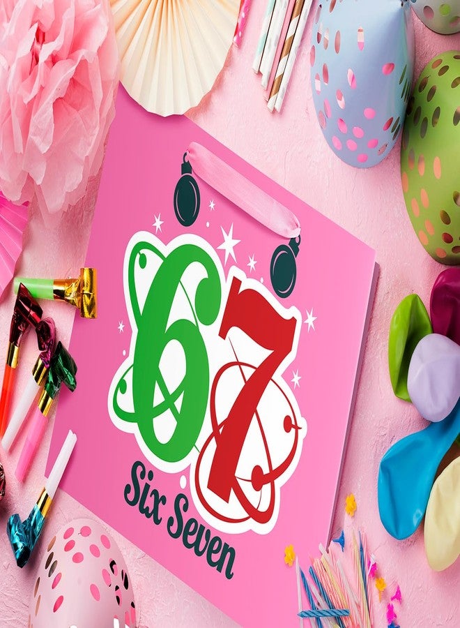 Linelglobal 12.6" Pink 67 Birthday Gift Bag Comes with Tissues Paper, Gift Bag with Card for Women Suitable for Anniversaries, Birthday, Gifting, Shopping, and Some Special Occasions - Image 4