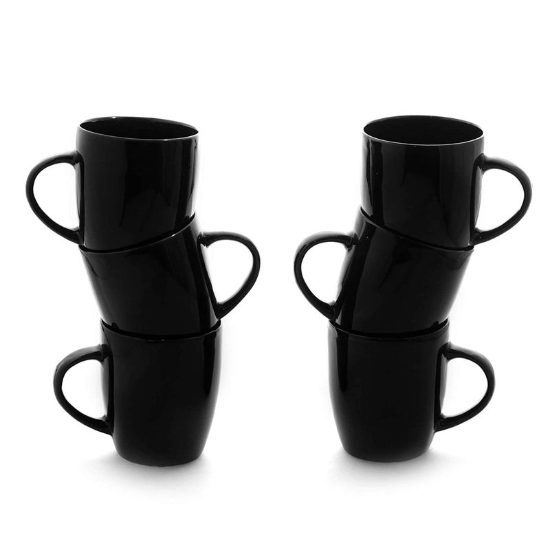 Saaikee طقم أكواب شاي وقهوة سايكي من الصين العظمية حجم كبير 220 مل 6 قطع أسود - Image 5