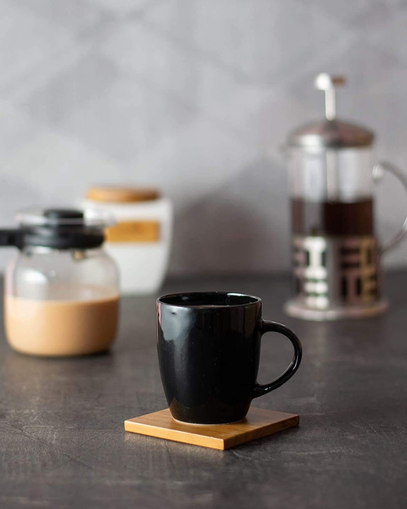 Saaikee طقم أكواب شاي وقهوة سايكي من الصين العظمية حجم كبير 220 مل 6 قطع أسود - Image 3