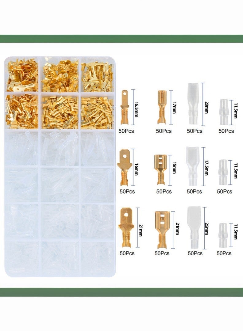 600PC Boxed Open Barrel Terminals Set, Insulated Flat Sockets - Image 2