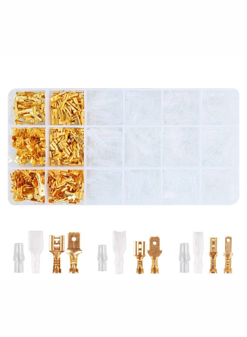 600PC Boxed Open Barrel Terminals Set, Insulated Flat Sockets - Image 1