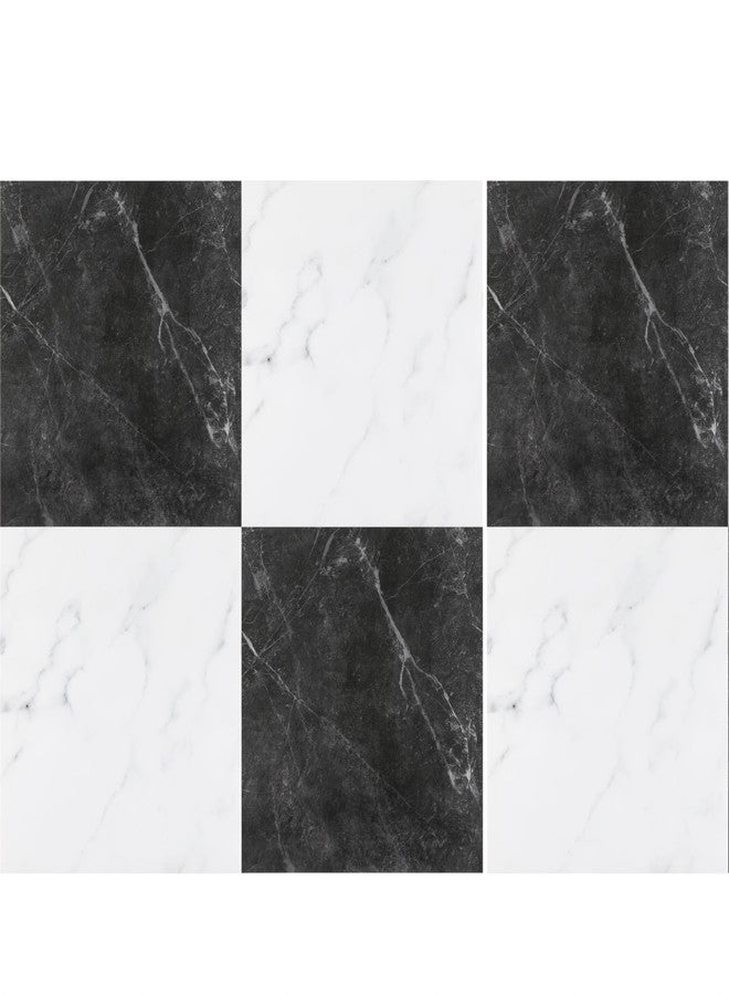 Alow Peel and Stick Floor Tiles: 16 Pack 11.8”X11.8” Vinyl Flooring Waterproof for Bathroom, Black and White Square Adhesive Stickers Easy to Install No Tools Need - Image 1
