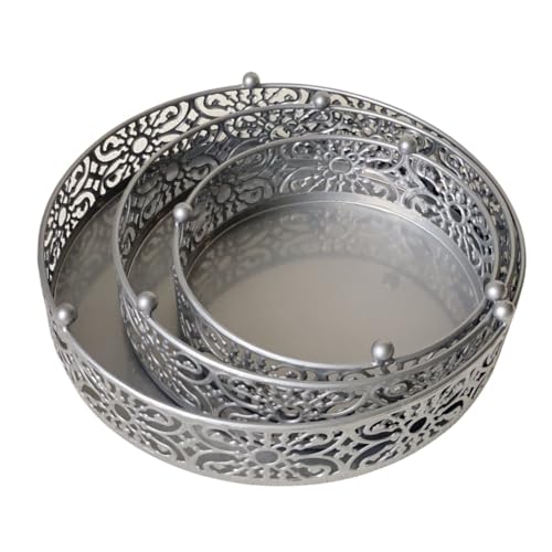 Amedoo Silver Cake Stand, 3Pcs Round Metal Cake Stand Set, Dessert Cupcake Pastry Candy Display Plate 8" 10" 12" for Wedding, Event, Birthday Party (Silver Cake Stands / 3 Pcs) - Image 3