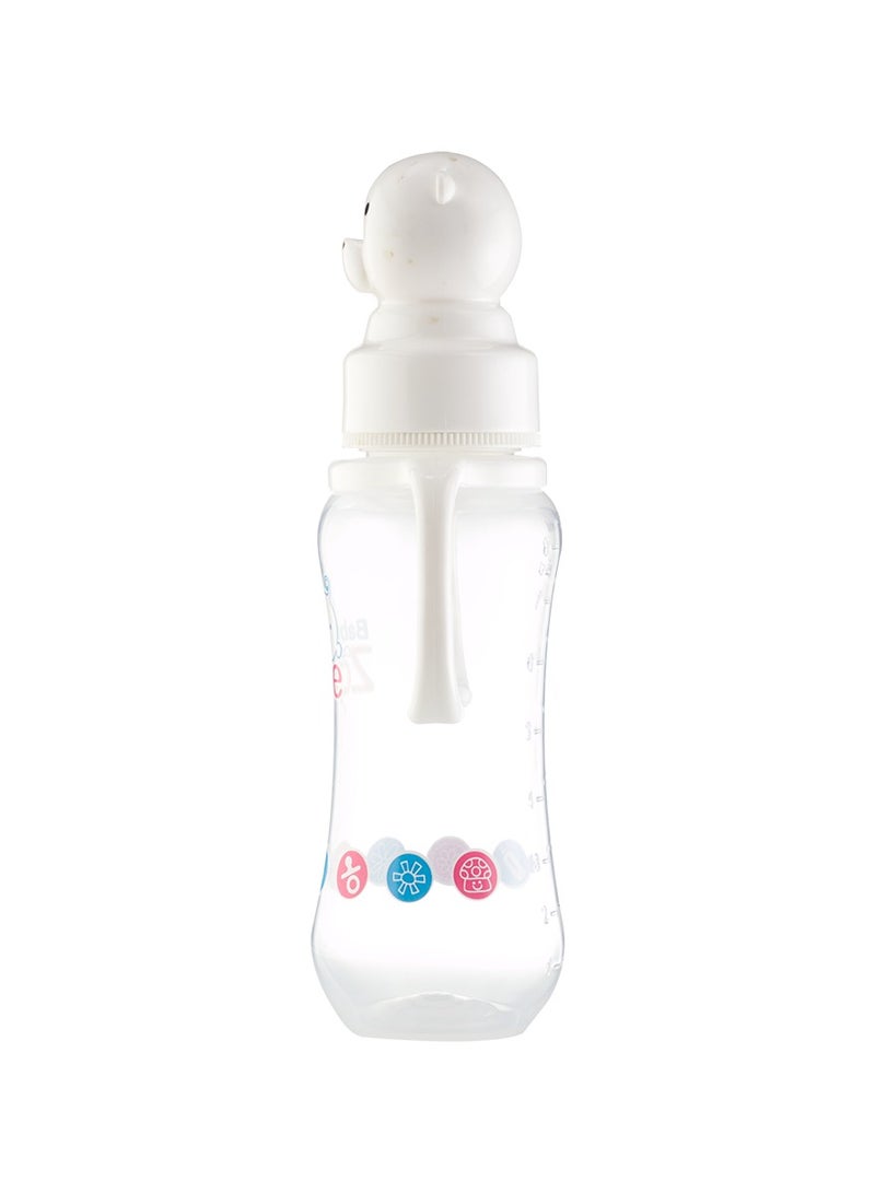 BABY ZONE Baby Zone Baby Feeding Bottle with Double Handles and Bear-Shaped Cap – 240ml – White - Image 2