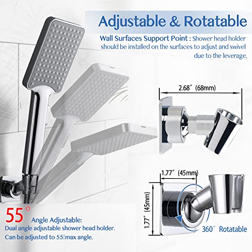 YDmeet Shower Head Holder, Adjustable Handheld Brass Shower Head Bracket, Wall Mount Holder, Drill Free Glue Installation (Polished Chrome) - Image 3