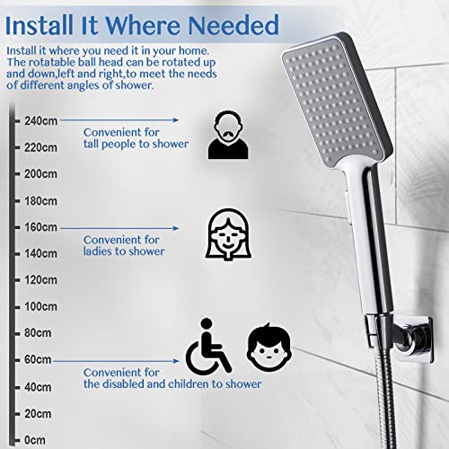 YDmeet Shower Head Holder, Adjustable Handheld Brass Shower Head Bracket, Wall Mount Holder, Drill Free Glue Installation (Polished Chrome) - Image 4
