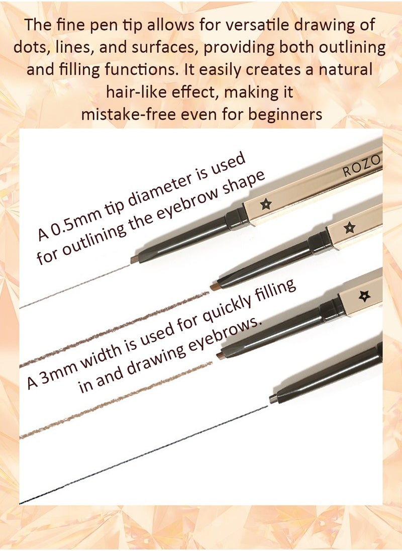 ROZO - Small Gold Diamond Eyebrow Pencil with Spiral Brush, Micro-Fine Tip, Long Lasting Waterproof Brow Pencil, No Sharpening Required 805# - Image 1