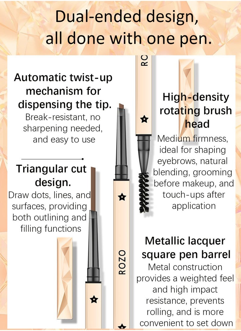 ROZO - Small Gold Diamond Eyebrow Pencil with Spiral Brush, Micro-Fine Tip, Long Lasting Waterproof Brow Pencil, No Sharpening Required 805# - Image 1