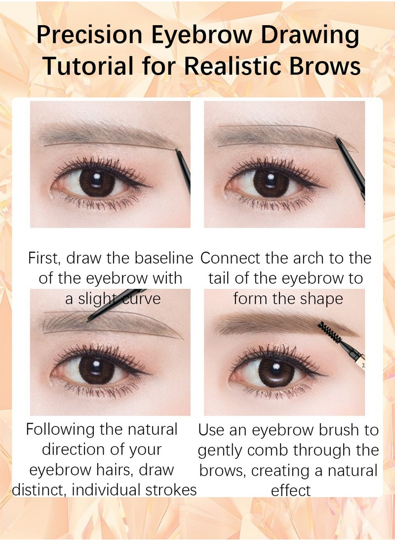 ROZO - Small Gold Diamond Eyebrow Pencil with Spiral Brush, Micro-Fine Tip, Long Lasting Waterproof Brow Pencil, No Sharpening Required 805# - Image 1