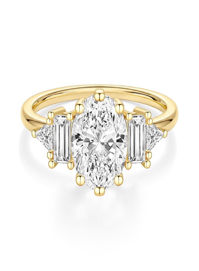 EAMTI 3CT Wedding Rings for Women Oval Cut Cubic Zirconia Engagement Promise Rings for Her Travel Ring 14K Gold Plated Size 4 - Image 1