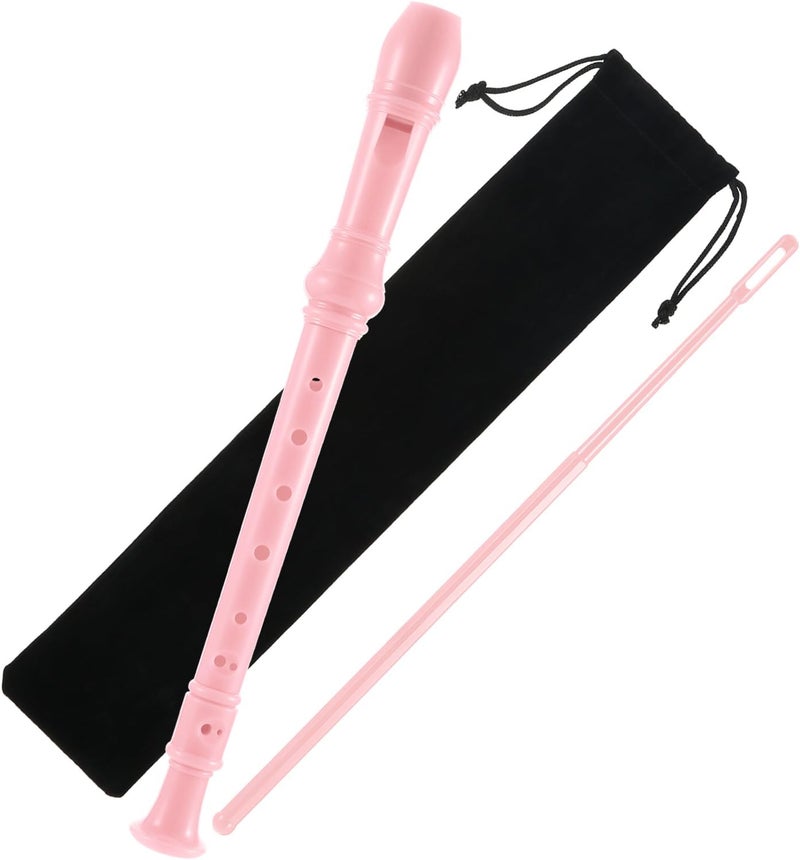 Pangda Soprano Recorder for Kids Beginners German Fingering C Key Easy-to-play Plastic Instrument Includes Cleaning Rod Carry Pouch for School Student Home Entertainment, Pink - Image 1