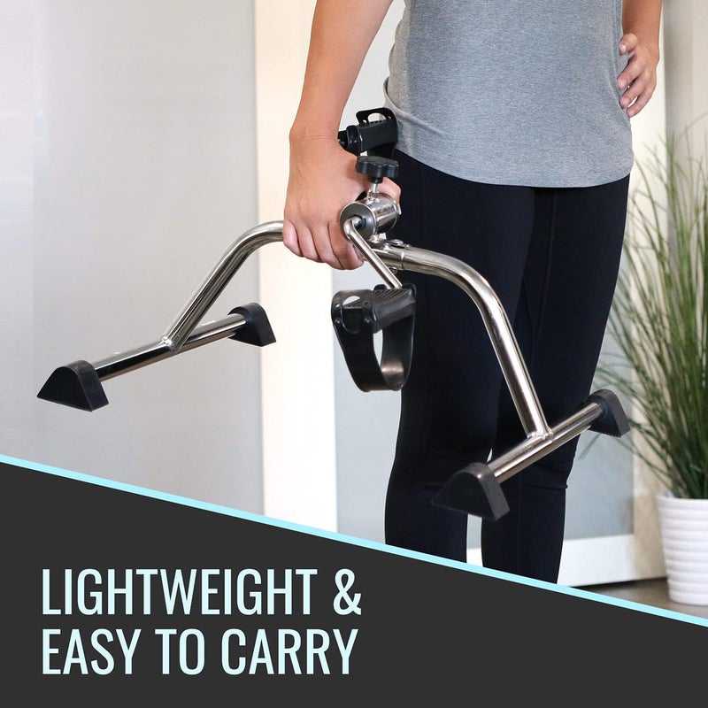 DMI Portable Exercise Bike Under Desk Bike Pedal Exerciser for Arms or Legs can be used as Workout Equipment or Physical Therapy with Manual Tension Adjuster Chrome - Image 3