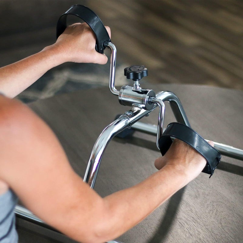 DMI Portable Exercise Bike Under Desk Bike Pedal Exerciser for Arms or Legs can be used as Workout Equipment or Physical Therapy with Manual Tension Adjuster Chrome - Image 2