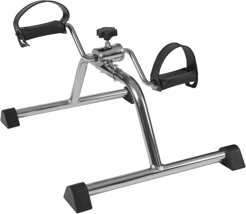 DMI Portable Exercise Bike Under Desk Bike Pedal Exerciser for Arms or Legs can be used as Workout Equipment or Physical Therapy with Manual Tension Adjuster Chrome - Image 1