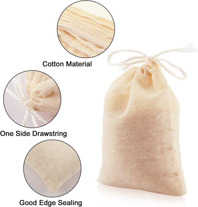 HZYH 50 Pcs Reusable Filter Bags, Cheesecloth Mesh Bags for Straining, Cold Brew Coffee, Tea, Soup, Spices, 4 x 3 Inch - Image 4