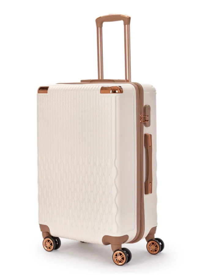 LIMRA Luggage set 5 pieces travel Bags with a distinctive design from Beige/gold