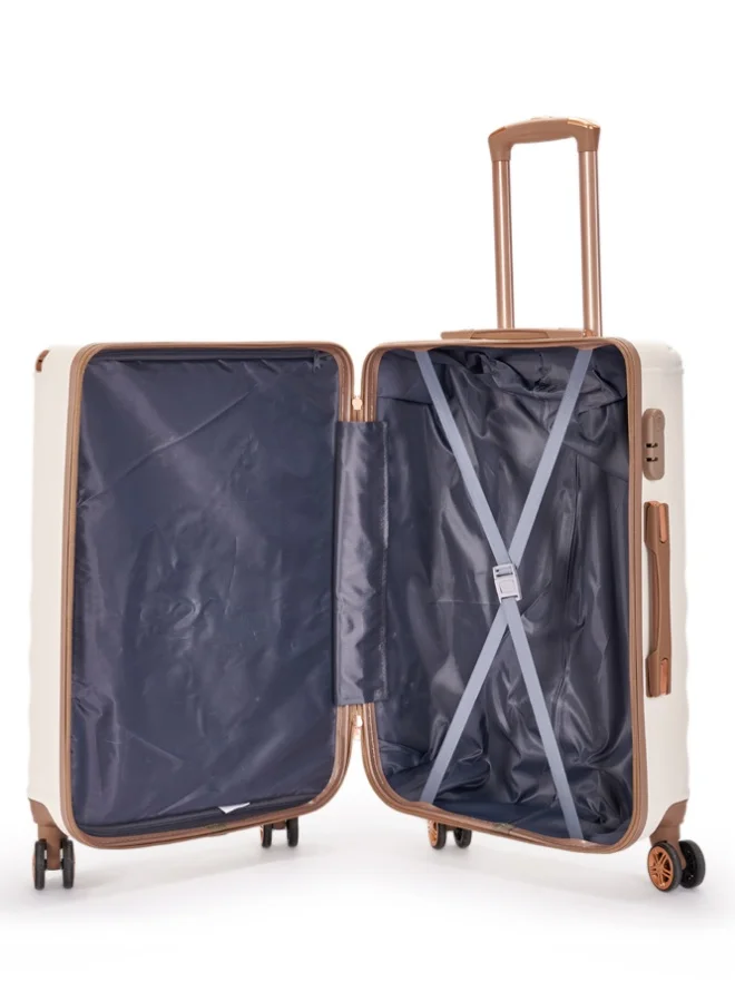 LIMRA Luggage set 5 pieces travel Bags with a distinctive design from Beige/gold