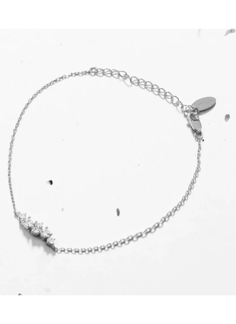 LAVEEN JEWELLERY Adjustable Imperial Cluster Bracelet for Women | 18k Gold Plated & 925 Sterling Silver, Cubic Zirconia | Dainty chain bracelet with cluster stone pendant Jewelry for Girls & Women  - Image 5