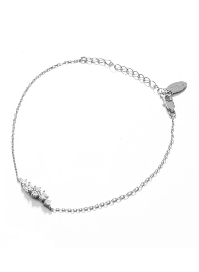 LAVEEN JEWELLERY Adjustable Imperial Cluster Bracelet for Women | 18k Gold Plated & 925 Sterling Silver, Cubic Zirconia | Dainty chain bracelet with cluster stone pendant Jewelry for Girls & Women  - Image 1