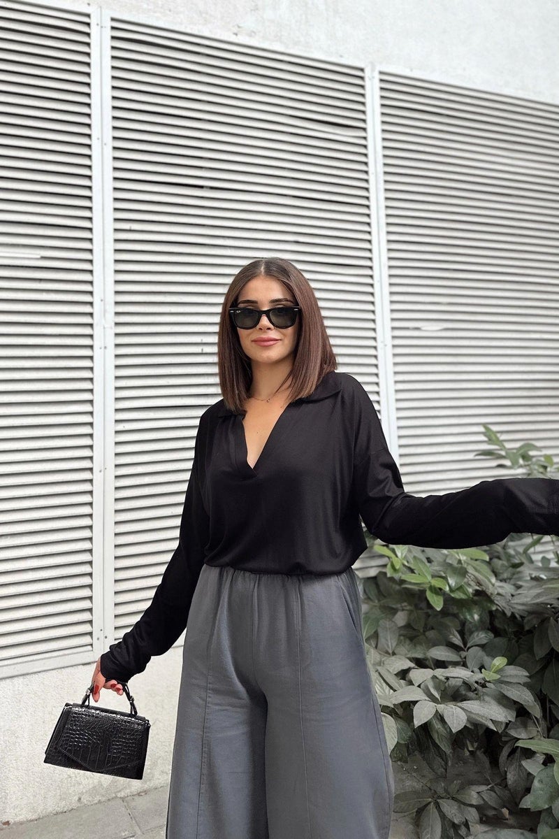 Weshaya بلوزة نسائية سوداء - Image 5
