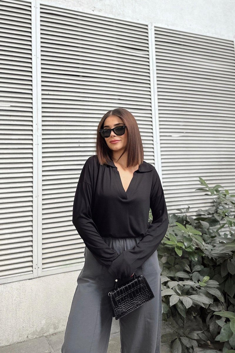 Weshaya بلوزة نسائية سوداء - Image 2