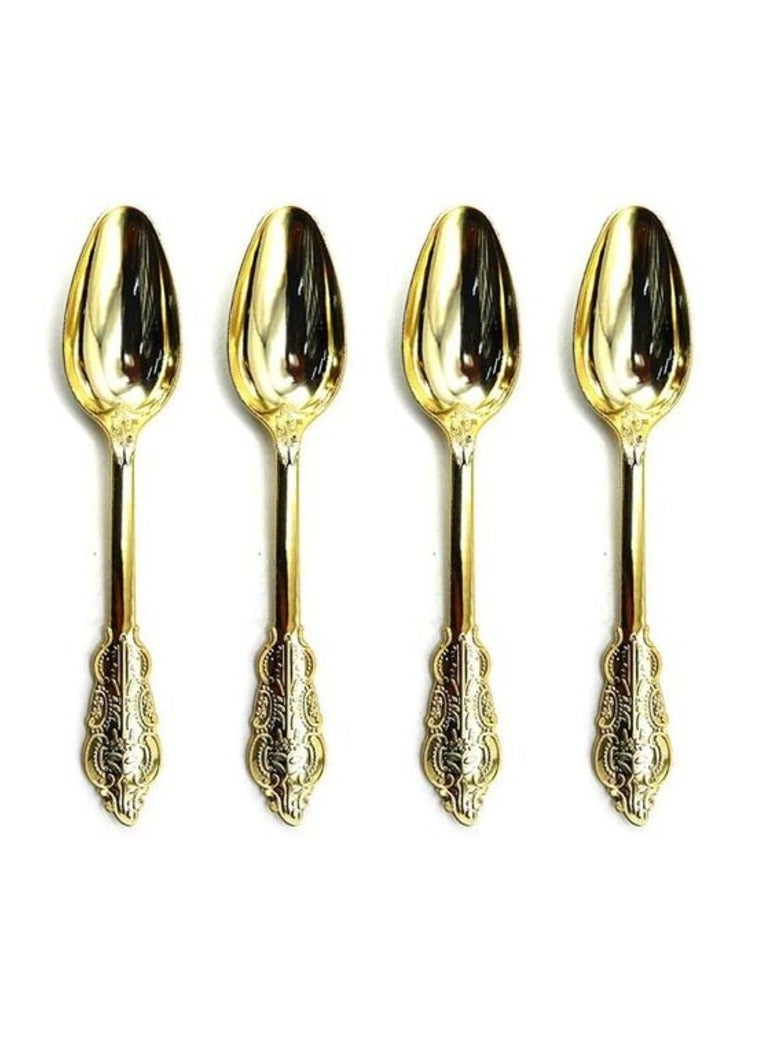 Promass Beautiful Disposable Plastic Spoon (17.5 Cm) -Golden Colour- (Pack Of 10 Units) - Image 1