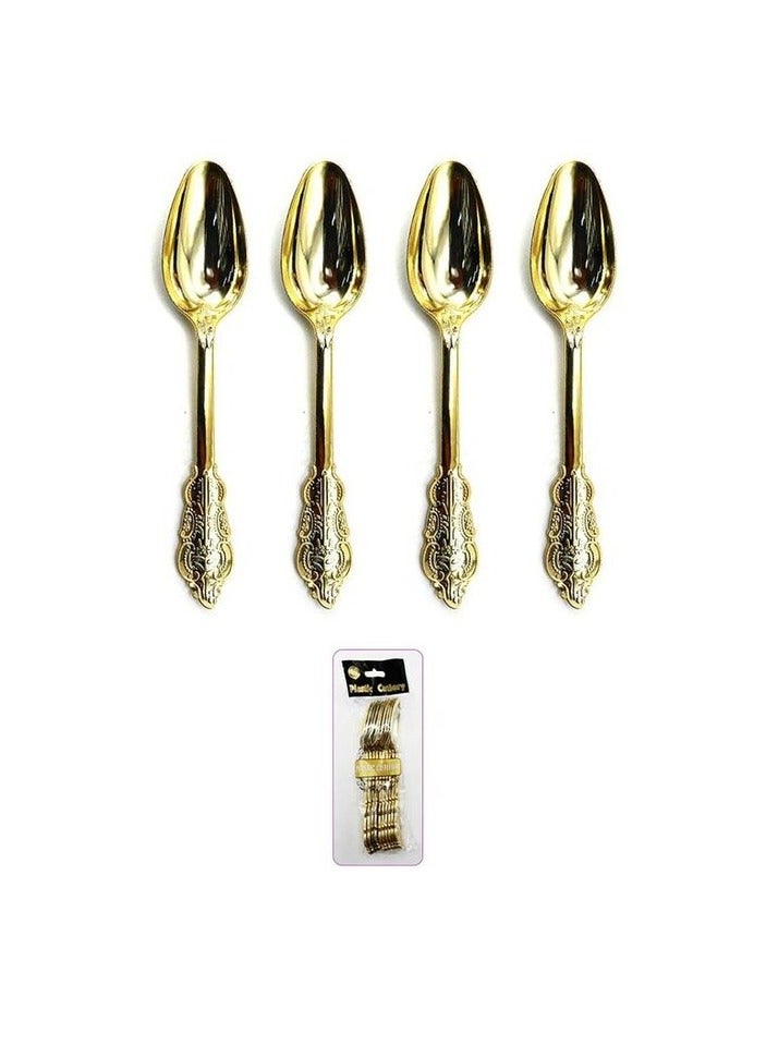 Promass Beautiful Disposable Plastic Spoon (17.5 Cm) -Golden Colour- (Pack Of 10 Units) - Image 2
