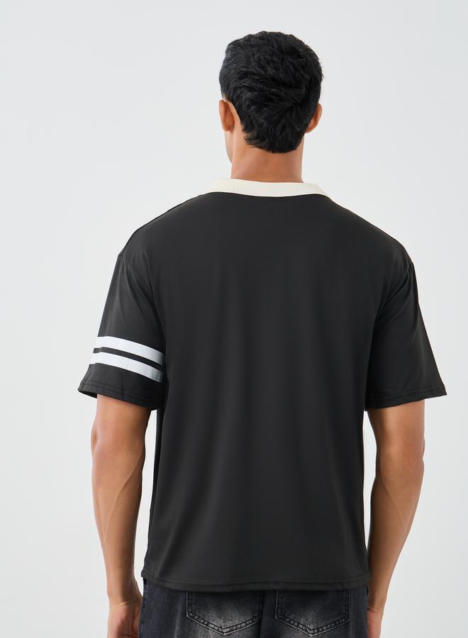 Styli Oversized Varsity Print Polo Neck T-Shirt - Image 4