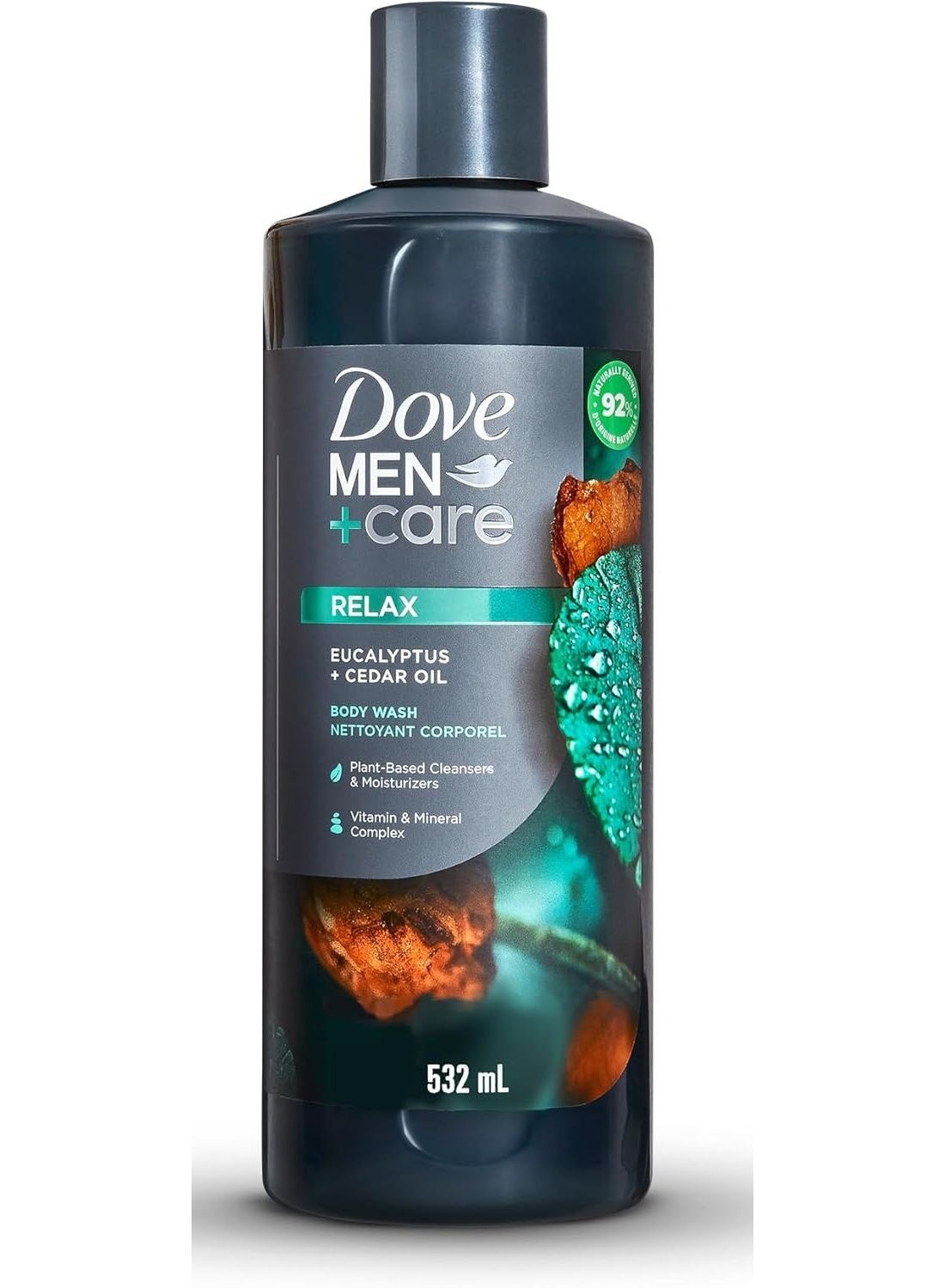 DOVE MEN +Care Body Wash Relax Eucalyptus And Cedar Oil Contains Vitamin & Mineral Complex 532 ML