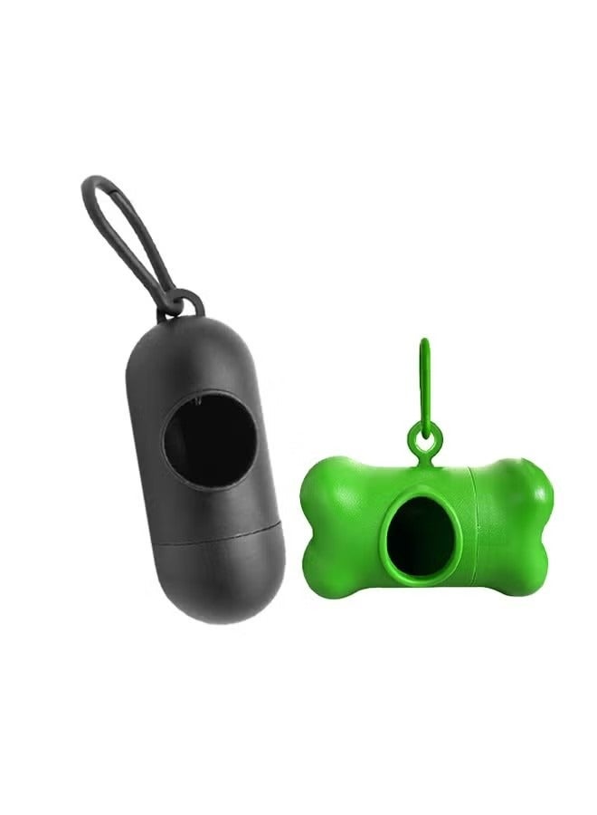 Dougez 2PCS Pet Garbage Bag Dispenser Portable Storage Box Pill Capsule Toilet With Hook Dispenser Fashionable Waterproof Can Be Paired With Traction Rope Dog Training Bag And Curved Waist Bag Black/Green - Image 1