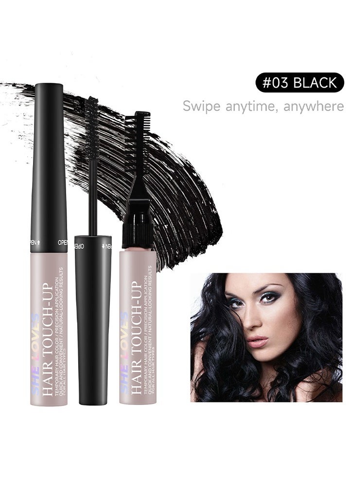 Sheloves - Hair Touch-Up-Come with small brush head, cover white hair, sideburns, beard, hairline, hair seam, hair root complement, emergency black hair rod, men and women #03 Black - Image 1