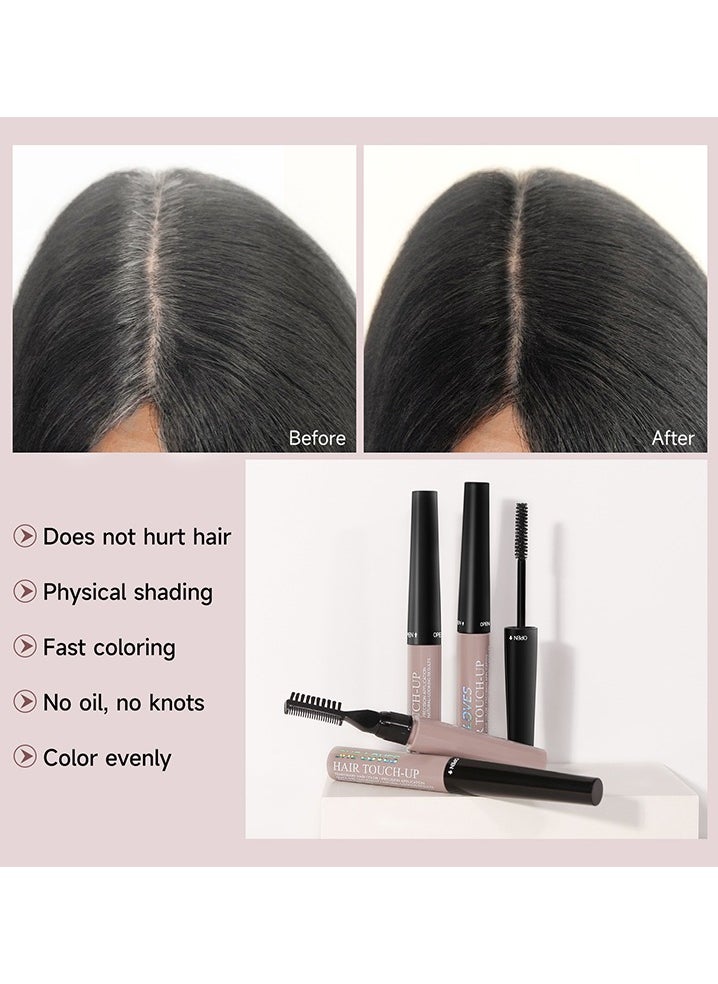 Sheloves - Hair Touch-Up-Come with small brush head, cover white hair, sideburns, beard, hairline, hair seam, hair root complement, emergency black hair rod, men and women #03 Black - Image 1
