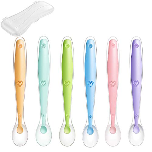 PandaEar Baby Silicone Soft Spoons| Training Feeding for Kids Toddlers Children and Infants| BPA Free 6 Pack| Baby Led Weaning Spoon| Gum-Friendly First Stage - Image 1