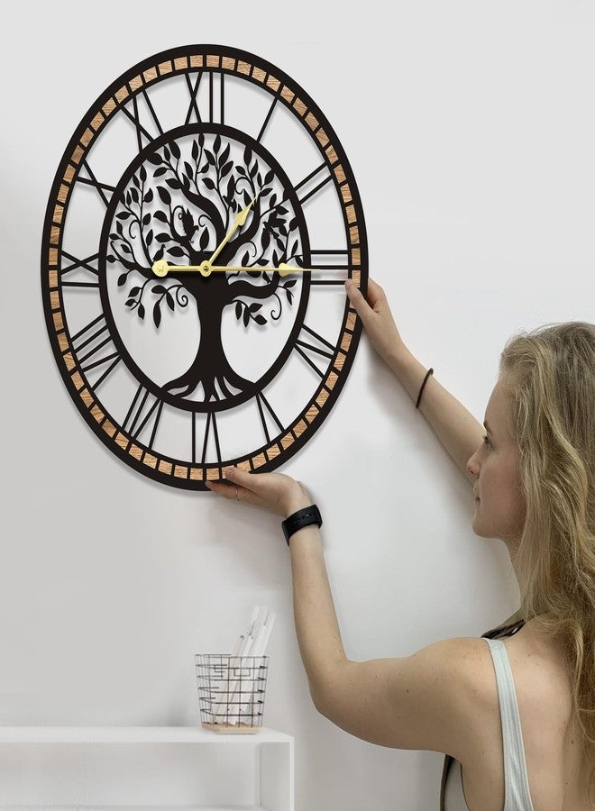 GEXHSRGD Wall Clocks for Living Room Decor - Tree of Life Big Wall Clock, Quiet and No Ticking Suitable for Wall Decor, Living Room Decoration, Kitchen Decoration (16 in) - Image 3