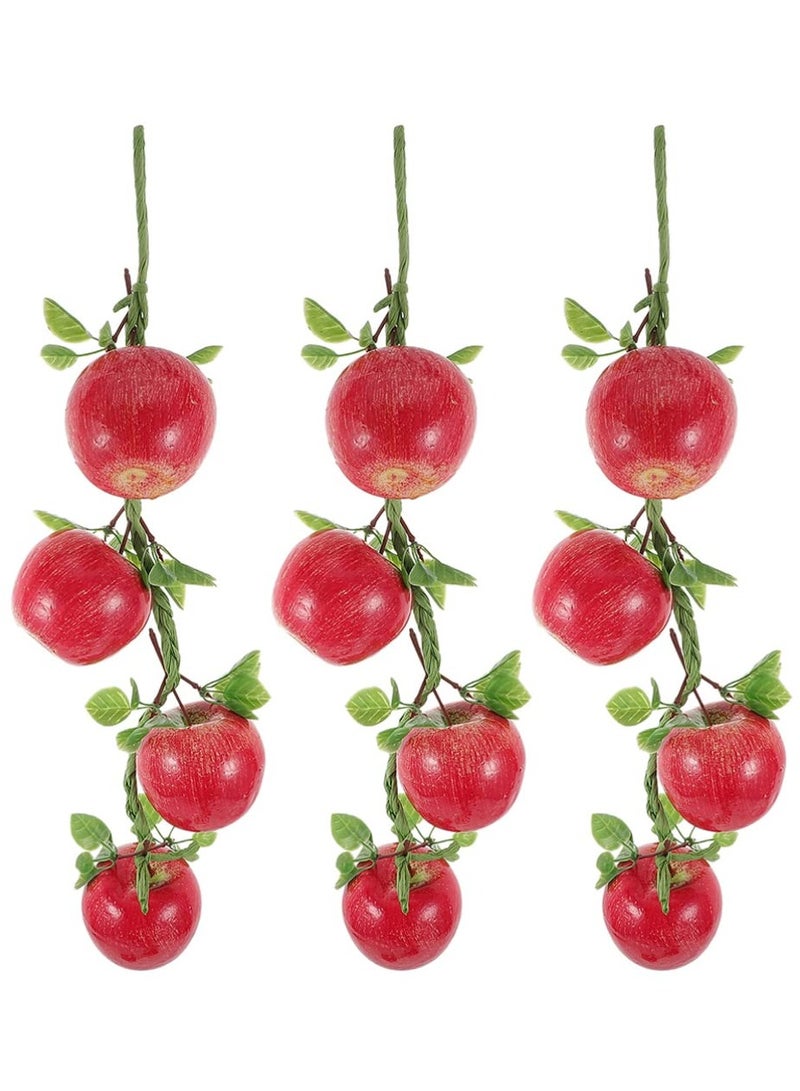 Excefore Red Apple Garland, 3pcs Simulation Fruit Hanging String Plants Decor, Wedding Decorations Decor Plant Garland Vine Mini Fake Apples Lifelike Fruit Artificial Fake for Decor Toy  - Image 1