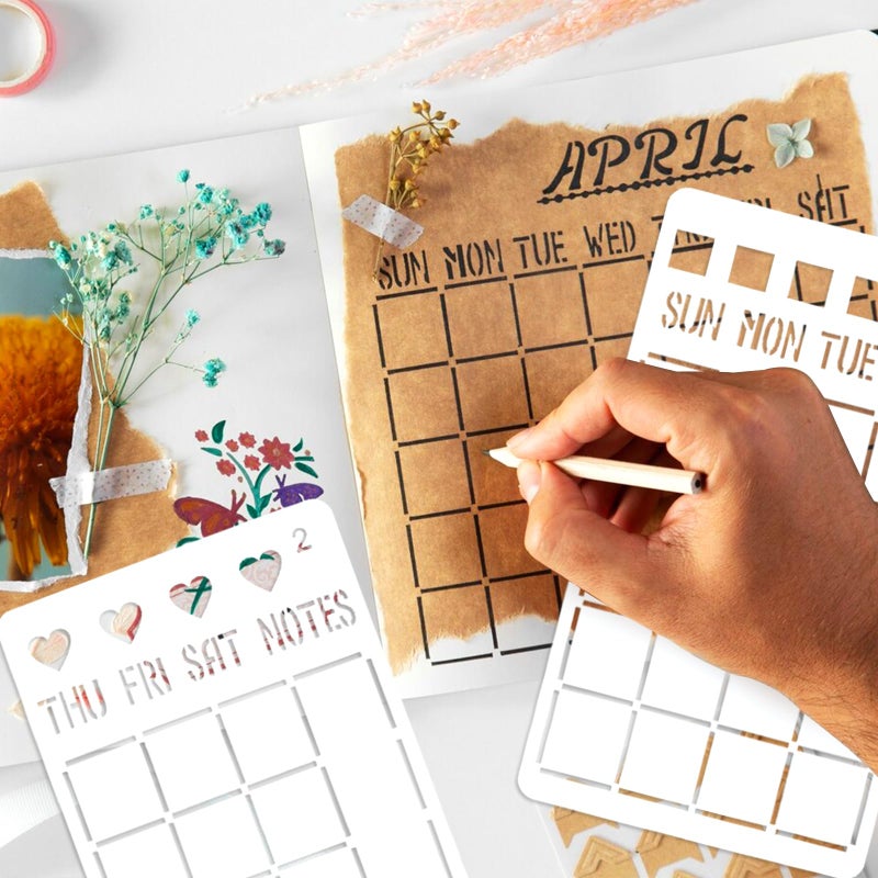 Pinsit 36Piece Journal Stencil Set for Bullet Journals, 4 x 7 Inch Templates, Planner Stencils for DIY Drawing, Notebook & Scrapbook Accessories - Image 5
