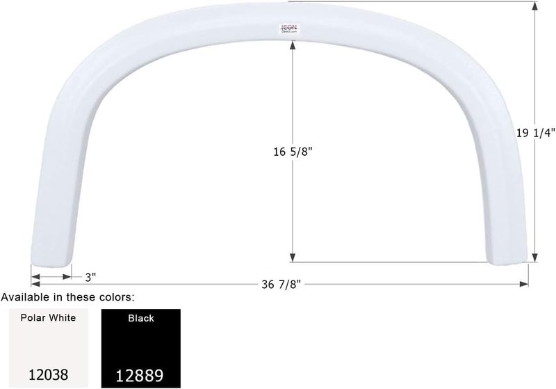 Icon 12038 Single Axle Fender Skirt FS2038 for Four Winds - Polar White - Image 2