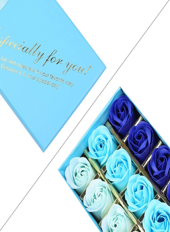 Rotumaty 18 PCS Floral Scented Bath Soap Rose Flower Petals, Plant Essential Oil Rose Soap Set, Best Gifts for Her Women Girls Mom Lover Birthday Valentine Christmas (Blue) - Image 2