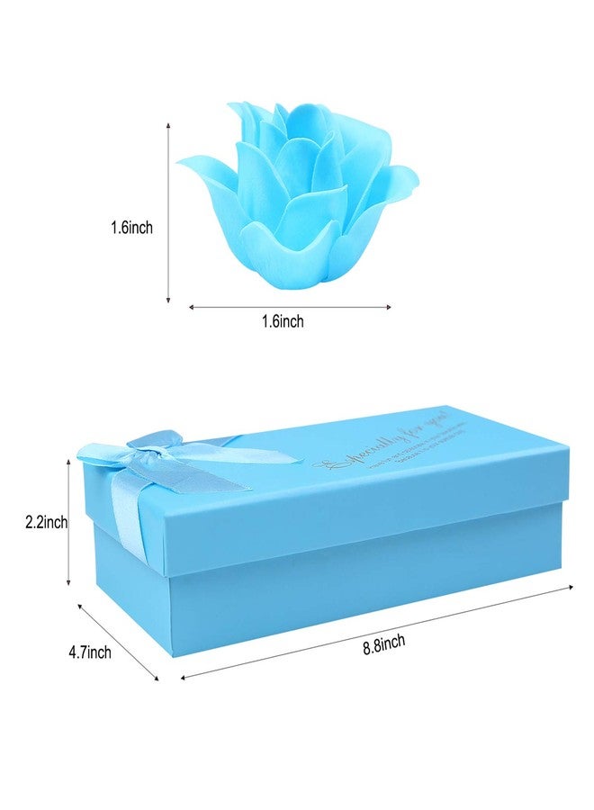 Rotumaty 18 PCS Floral Scented Bath Soap Rose Flower Petals, Plant Essential Oil Rose Soap Set, Best Gifts for Her Women Girls Mom Lover Birthday Valentine Christmas (Blue) - Image 3