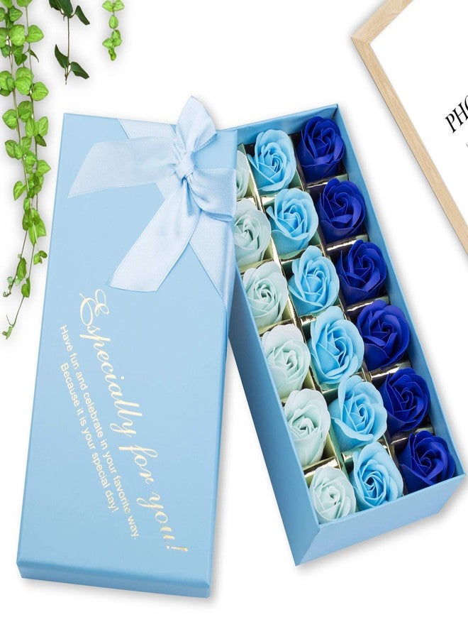 Rotumaty 18 PCS Floral Scented Bath Soap Rose Flower Petals, Plant Essential Oil Rose Soap Set, Best Gifts for Her Women Girls Mom Lover Birthday Valentine Christmas (Blue) - Image 5