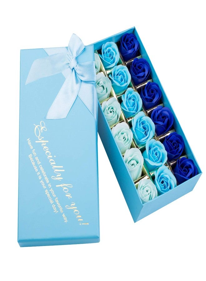 Rotumaty 18 PCS Floral Scented Bath Soap Rose Flower Petals, Plant Essential Oil Rose Soap Set, Best Gifts for Her Women Girls Mom Lover Birthday Valentine Christmas (Blue) - Image 1