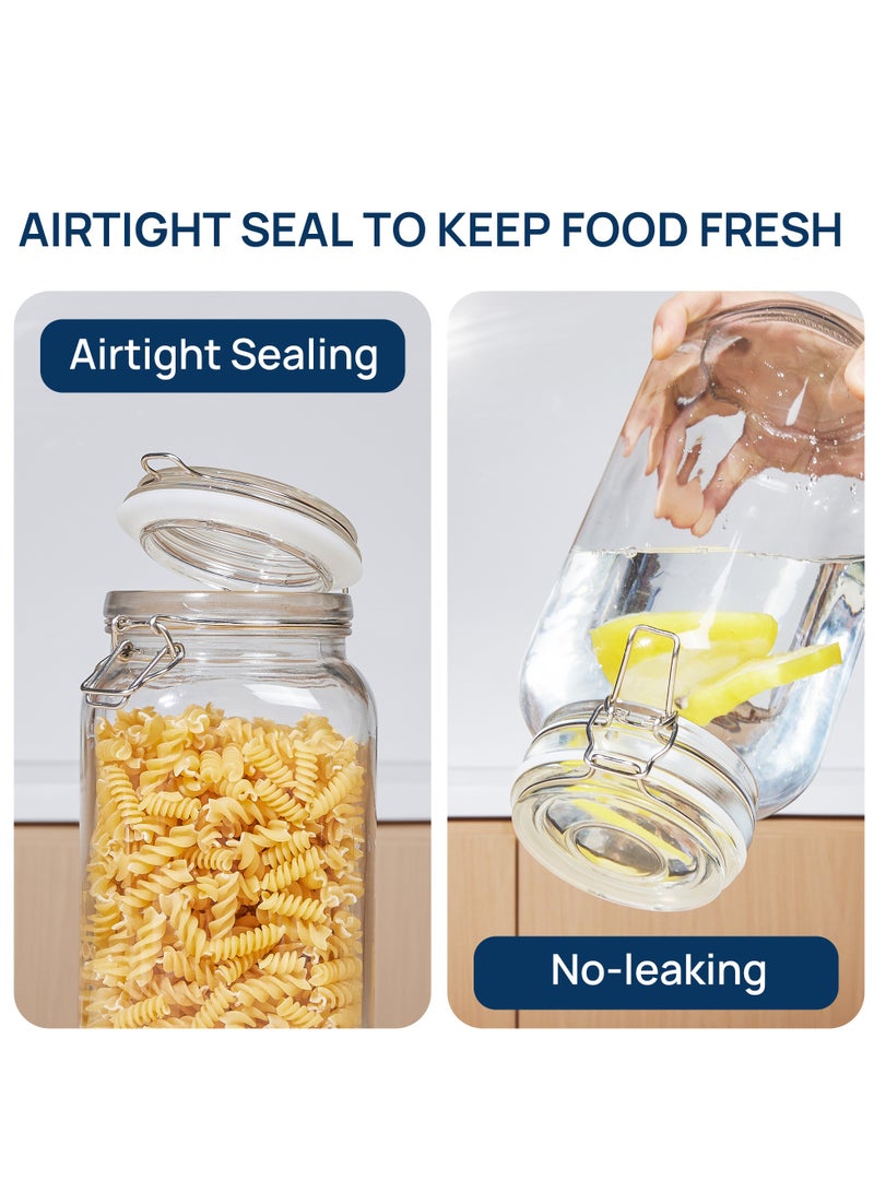 في توب مارت Vtopmart 3 قطع برطمانات زجاجية محكمة الغلق مع أغطية، 3 قطع حاويات تخزين طعام Vtopmart، حاويات ماسون مربعة، 78 أونصة1 + 50 أونصة2 - Image 3