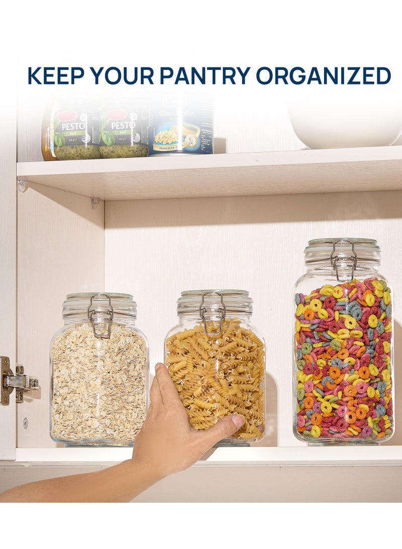 في توب مارت Vtopmart 3 قطع برطمانات زجاجية محكمة الغلق مع أغطية، 3 قطع حاويات تخزين طعام Vtopmart، حاويات ماسون مربعة، 78 أونصة1 + 50 أونصة2 - Image 4